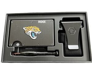 Ridge Jacksonville Jaguars NFL Slim RFID Wallet Money Clip Box Black